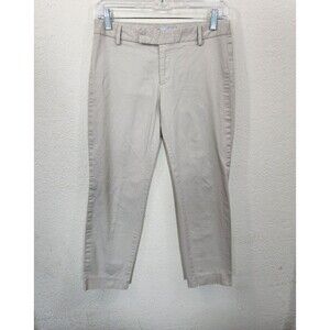 Gap Slim Cropped Pants Women's Size 2 Beige Khaki Stretch Cotton Flat Front